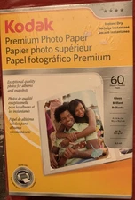 NEW Kodak Premium Photo Paper Gloss 4"x 6" 60 count 69lb 9ml Instant Dry. Sealed