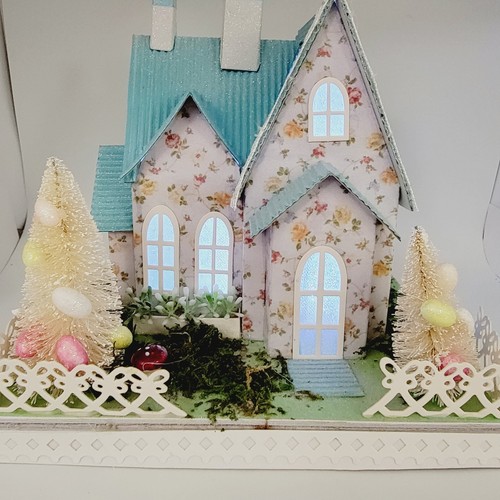 Pier 1 Imports Light Up LED Cornflower Bungalow Putz House Easter Cottage Core - Picture 11 of 23