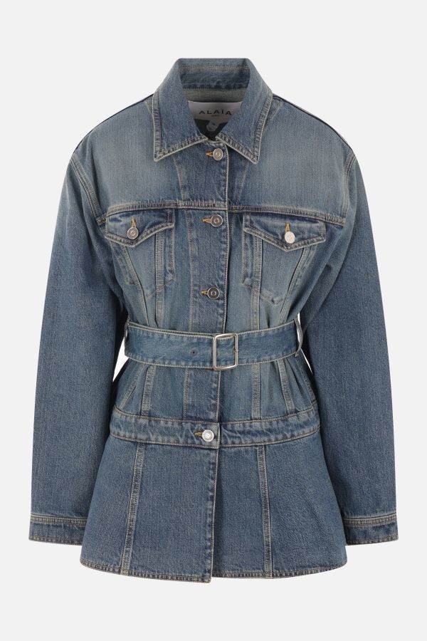 ALAÏA Blue Denim Flare Jacket New & Authentic