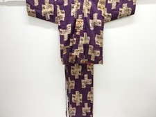 7759554: JAPANESE KIMONO / ANTIQUE TWO-PIECE KIMONO / MOKA COTTON / FLOWER