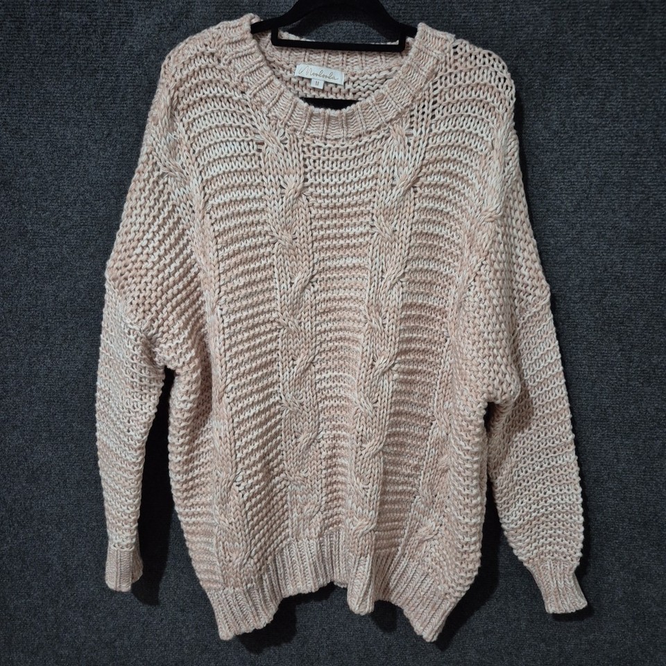 Mooloola Womens Jumper Pink Size M Acrylic Cable Knit Pullover