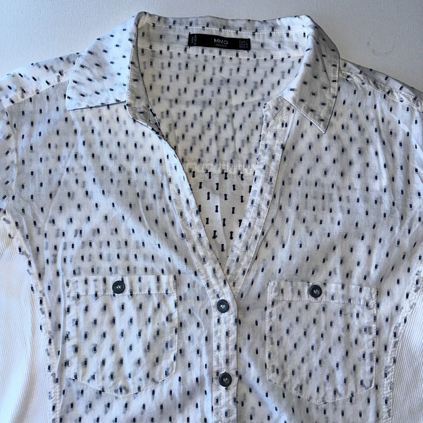 Mango MNG Womens Long Sleeve Shirt 8 White Lightweight Button Down thumbnail 3