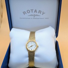 Vintage Ladies Rotary Quartz Watch Gold Plated Wheat Link Bracelet. Box & Papers