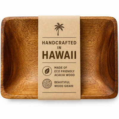 Handcrafted Acacia Wood Bowl Rectangular Eco Friendly Durable Serving Dish