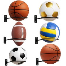 15 Pieces Basketball Holder Wall Mount, Sports Ball Storage Display Rack for ...