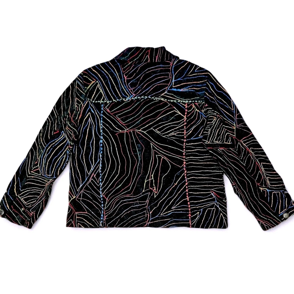 Chaqueta Chicos Terciopelo Bordado Talla 2 Grande Negra Colores Neón Noche Abstracta Foto 3 de 4