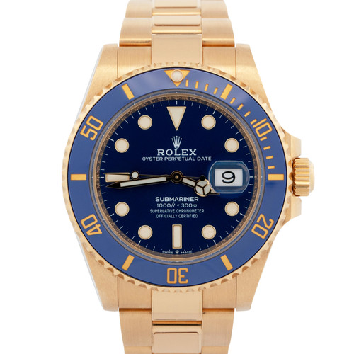 2022 PAPERS Rolex Submariner Date BLUE 18K Yellow Gold 41mm 12...