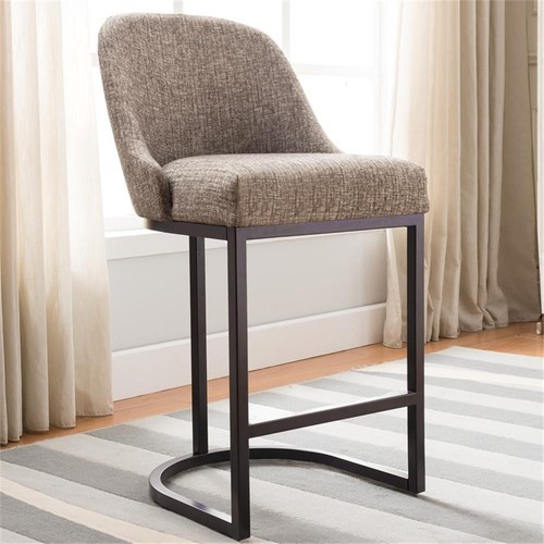 Leick Favorite Finds Barrel Back Metal Counter Stool Set in Gray/Espresso - Picture 16 of 23