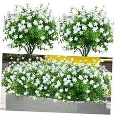 12 Bundles Artificial Eucalyptus Fake Flowers, Faux Outdoor White-12pcs