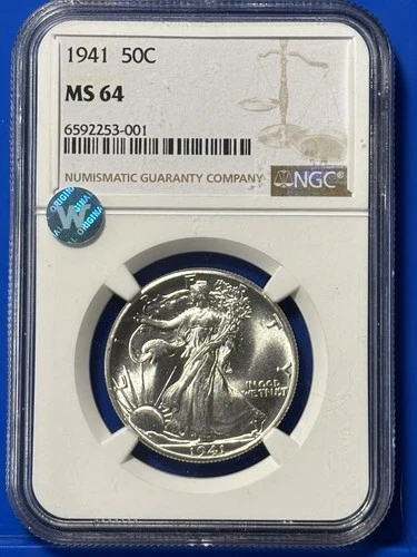 1941 Walking Liberty Half Dollar 50c NGC MS 64 Sight White