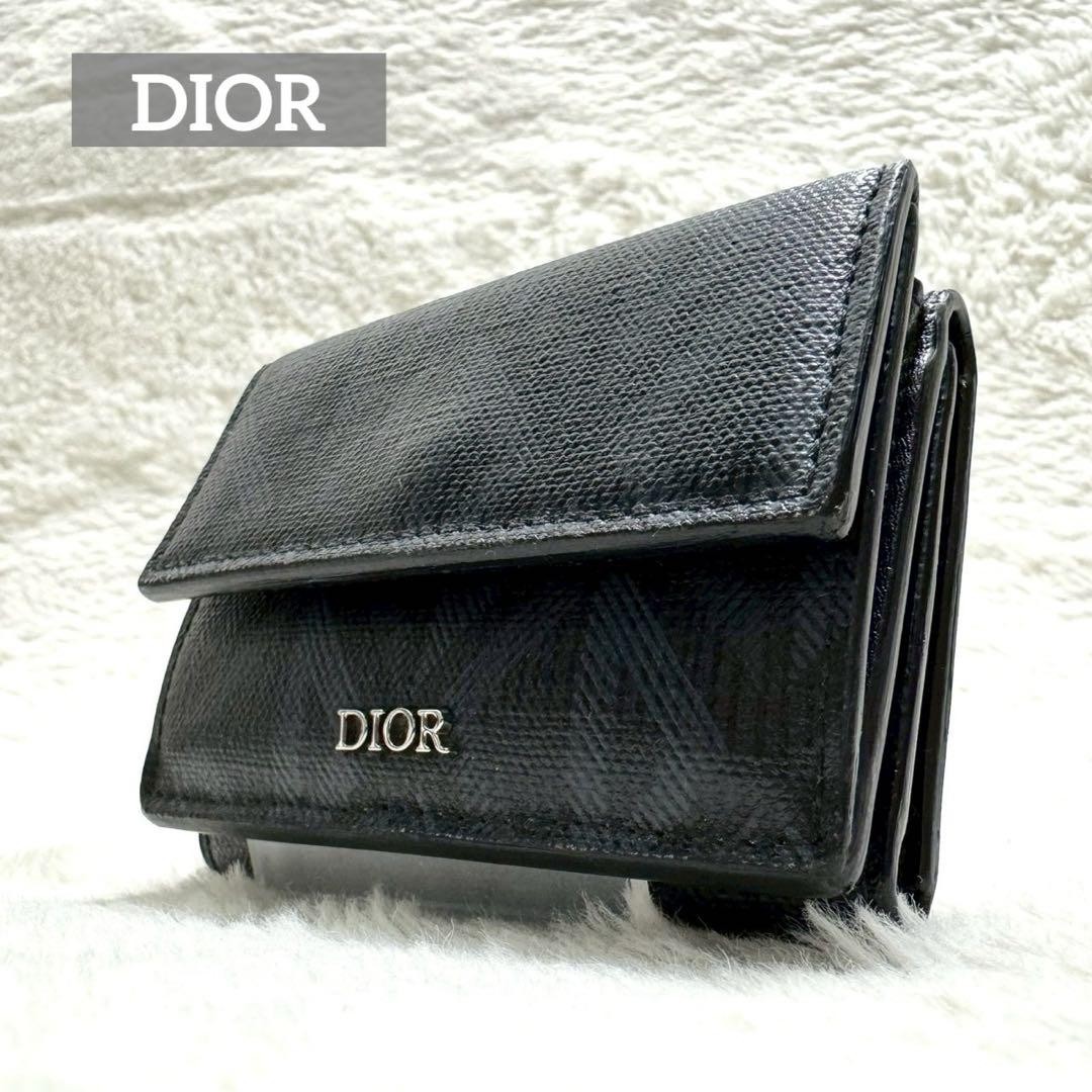 Dior CD Diamond Compact Tri-Fold Wallet Pre-Owned Luxury