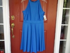 Alfani Evening Dress size 14 Cobalt Sea Solid Below Knee Sleeveless 41 in length