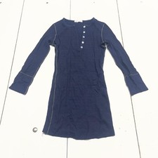 Aude Sweater Dress Womens 1 Blue Thermal Henley Mini Long Sleeve Made In USA