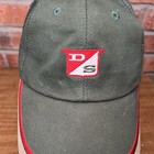 Green vintage baseball cap with red and white Dairyland Seed logo and embroidered “DS” on the front panel.