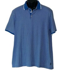 Ted Baker Men's Polo Shirt Size 6 XXL Blue White Short Sleeves