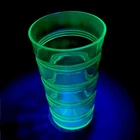 1 Vintage Green Depression Glass Anchor Hocking Banded Rings 5” Tumbler Glows