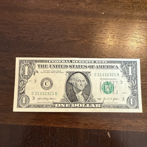 Billete de dólar Cool Trinary C31332321B 2021 número de serie elegante - Imagen 5 de 6