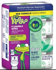 Kandoo Flushable Wipes. Magic Melon Scent. 200 Wipes 4x50 . Travel, Potty Train