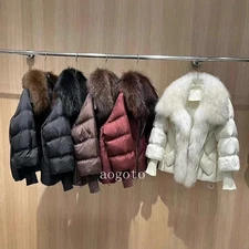 Women's Loose Thick Warm Fur Coat Winter Luxury Raccoon Fur Collar Down Jackets