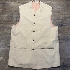 Fabindia Men's Formal Nehru Vest Waistcoat Cotton Lined 44 Cream