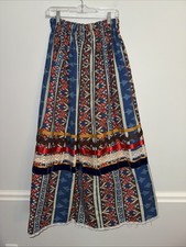 Vintage Inger McCabe Bonwit Teller Long Maxi Skirt Batik Colorful Medium Large