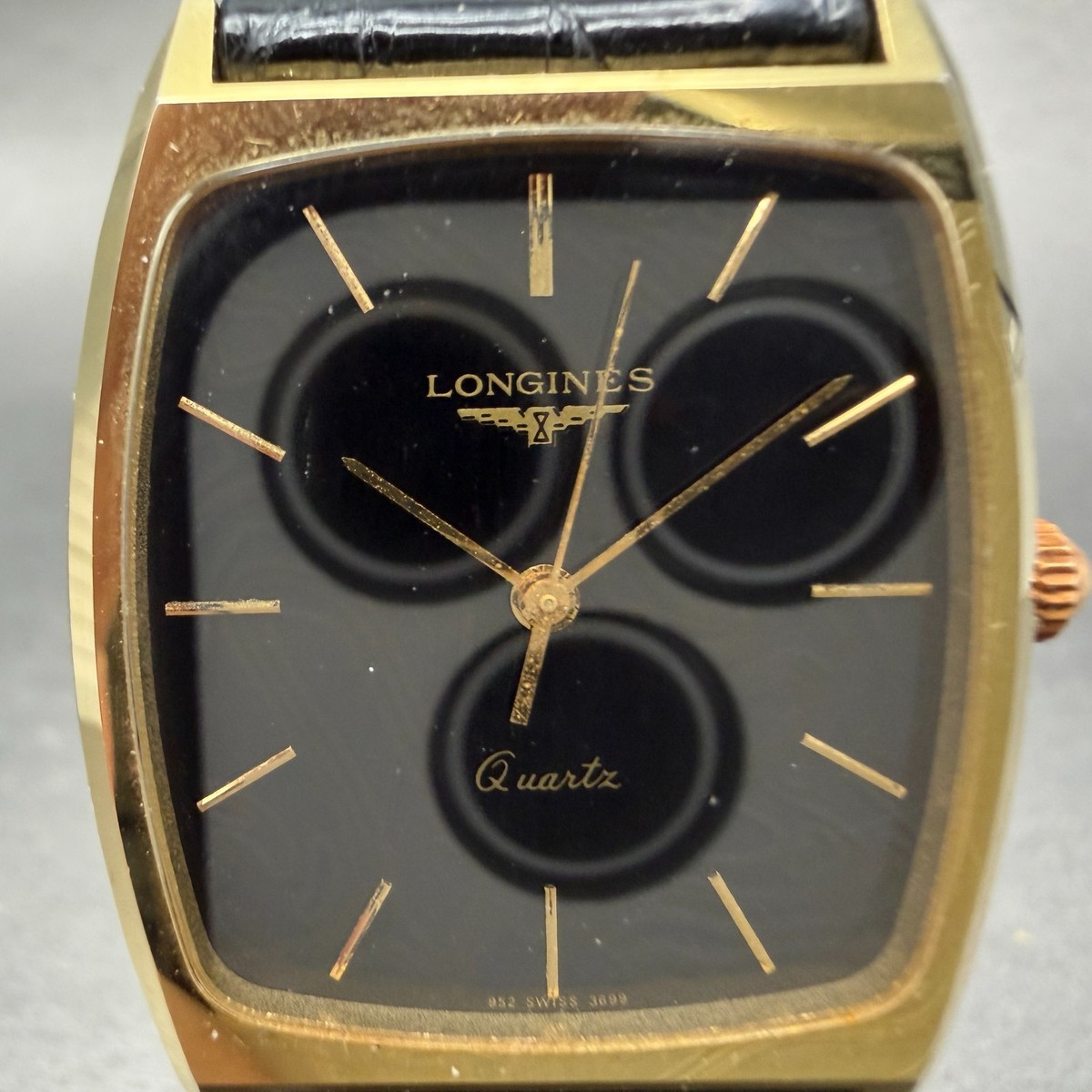 Longines Dial Rectangle Gold Tone Black 29mm Men Watch Tank