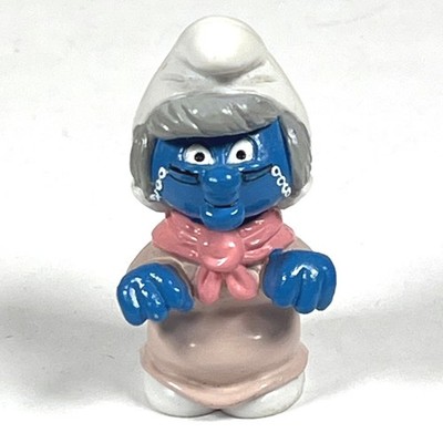 Nanny Smurf Figure 1990 Schleich Germany Peyo 20408 PVC Grandma Smurfette Granny