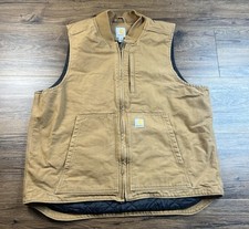 Carhartt Quilt Lined Duck Thinsulate Insulated Work Vest Tan 104395-BRN Mens XL