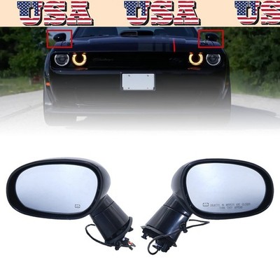 Fit 2015-2019 Dodge Challenger Power Glass Heated Side Mirror Pair Driver Pass