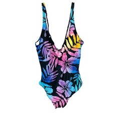 Berry Jane Women's Ombre Hawaiian Hibiscus Floral One Piece Swimsuit Size XL