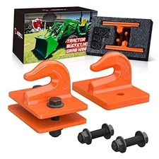 2 Pack 3/8" Tractor Bucket Grab Hook Grade 70 Forged Steel Bolt On Grab Orange
