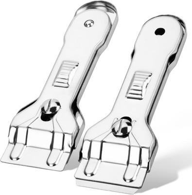 Heavy Duty Metal Razor Blade Scraper Tool 2 Pack Carbon Steel Blades Stainless