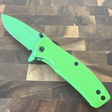 Neon Green Spring Assist Pocket Knife Tactical EDC Gentlemens Pocket Clip