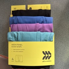 All In Motion Size M 8 Mesh Panel 4pk Boxer Briefs Youth