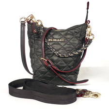 MZ WALLACE Crosby Go Magnet Gray Nylon Quilted Convertible Crossbody 3 Straps