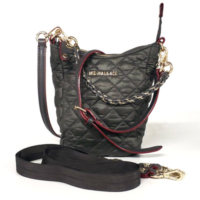 MZ WALLACE Crosby Go Magnet Gray Nylon Quilted Convertible Crossbody 3 Straps