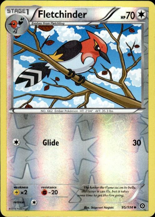 Pokemon Reverse Holo Fletchinder XY - Steam Siege 95/114 LP