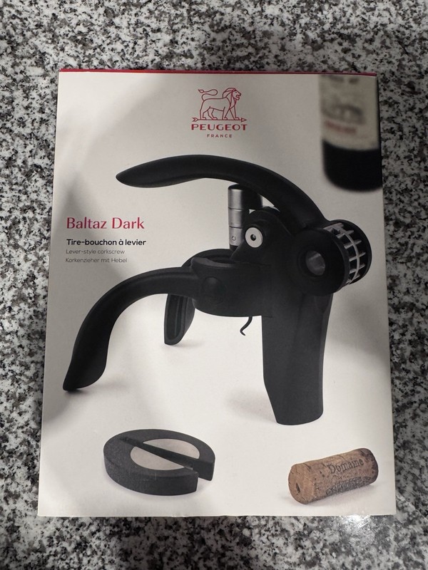Peugeot Baltaz Dark Lever-style Corkscrew Black Metal with Foil Cutter