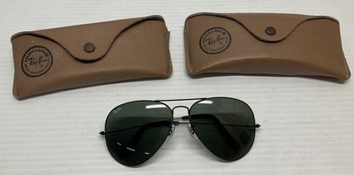 RARE Ray-Ban Bausch & Lomb Aviator Black/Black Lenses Vintage B&L W/ 2 Cases