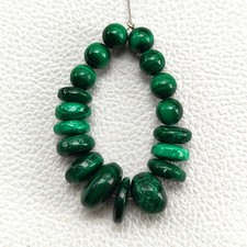 Genuine Congo Malachite 6-12mm Smooth Rondelle Shape Beads 4 Inch Strand Natural