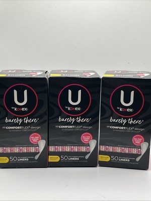 3x U by Kotex Liners 50 Wrapped Liners each box Damaged Package See Photo = 150