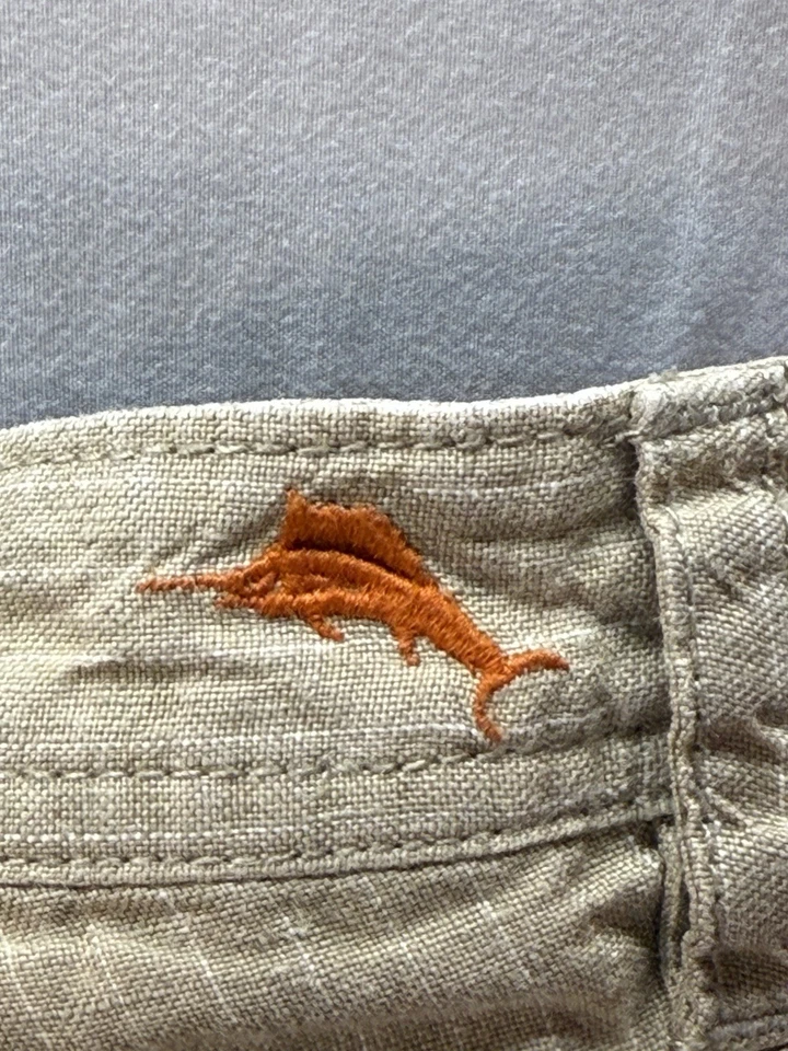 Tommy Bahama Pantalones Cortos de Lino Hombres Talla 32 Beige Rayas 10" Entrepierna Ligeros Foto 3 de 4