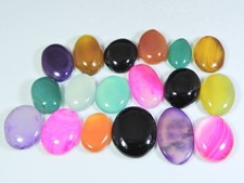 293Cts. Natural Onyx Agate Ring Size Oval Cabochon Loose Gemstone 18Pcs Lot