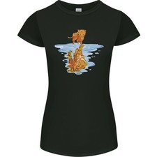 Camiseta Funny Tiger Cat Reflection para mujer corte pequeño