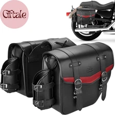 Motorcycle Saddle Bags PU Leather Saddlebags Waterproof with Cup Holder 18L Capa