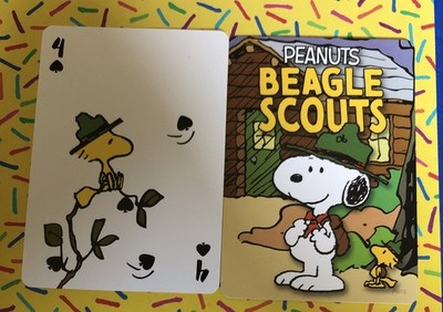 Peanuts Snoopy Beagle Scouts Single Playing Card - 4 of Spades - New- Replace