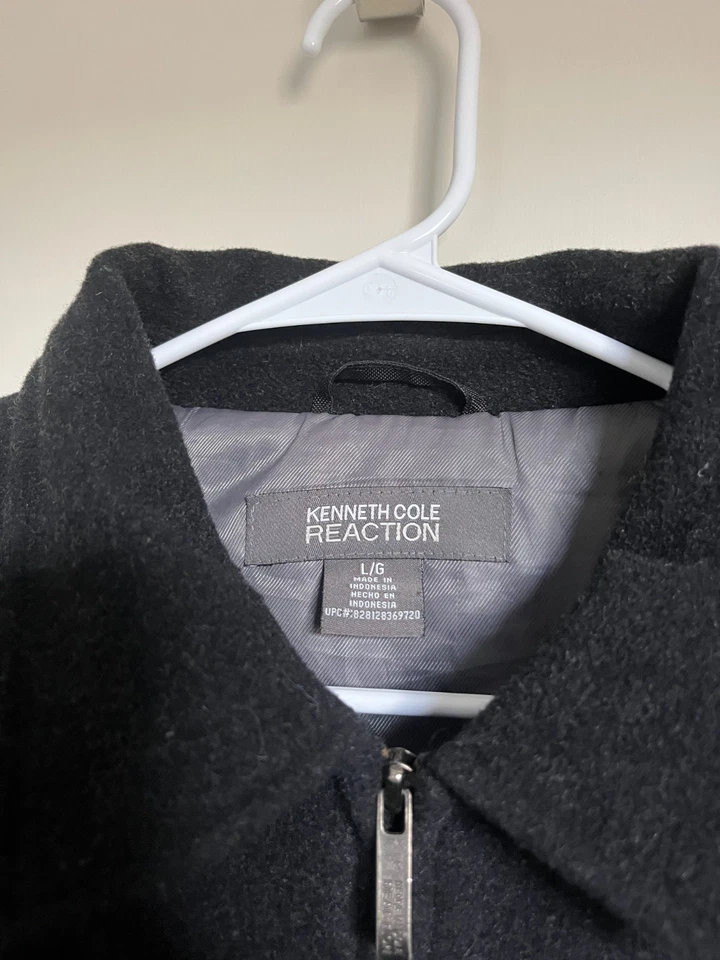 ¡CALIENTE! Kenneth Cole Reaction Hombre GRANDE Chaqueta Negra Polar con Bolsillos Foto 3 de 4