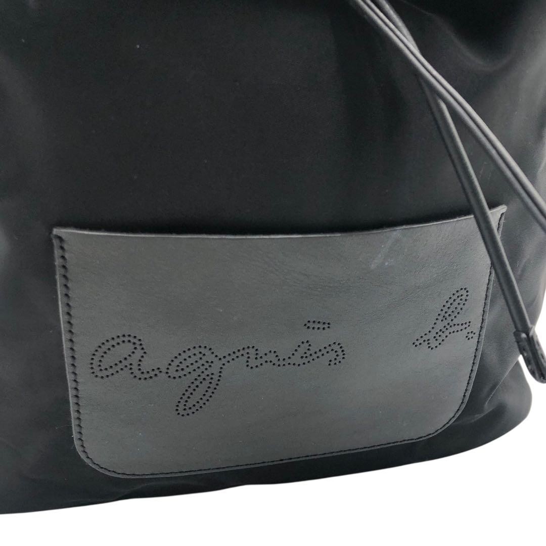 agnes b. Backpack Drawstring Flap Black Authentic… - image 8