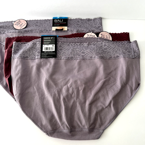 NEW Bali 3 Pack Comfort Revolution Hi-Cut Panties 2XL/9 Multi-Color DFMLHC NWT - Picture 4 of 4