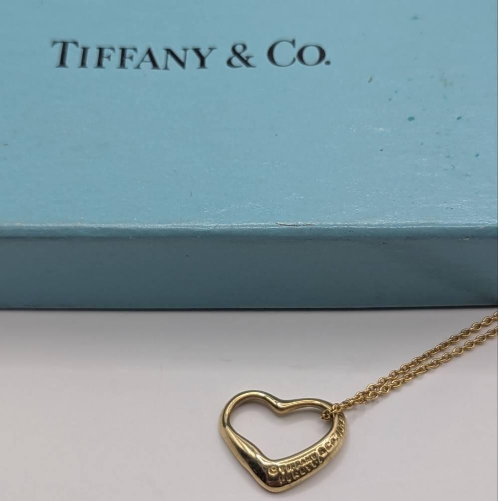 Tiffany & Co. Open Heart Necklace k１８ Tiffany ＆ Co Open Heart Necklace K18 Yellow Gold Pendant 18K